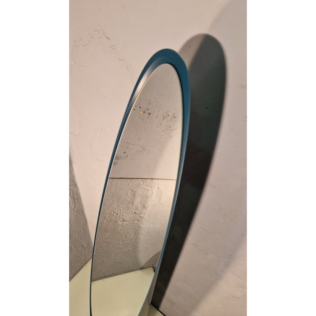 Mid-Century Modern Floor Mirror in Petrol Blue For Sale - Image 3 of 11
