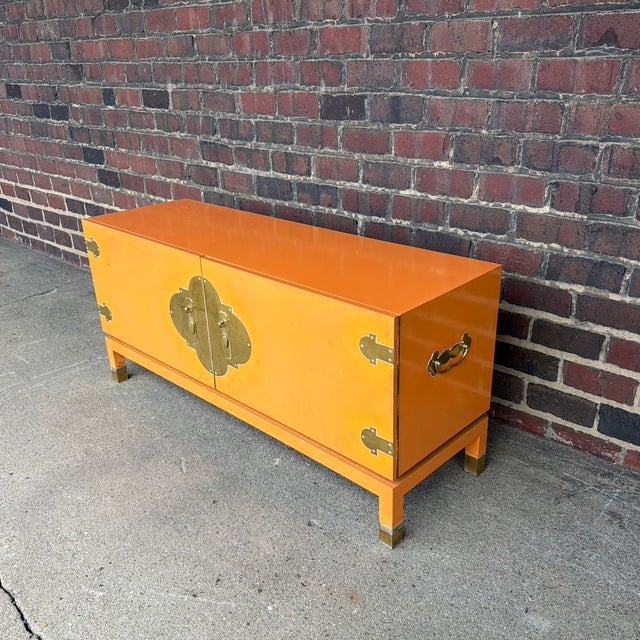 Tommi Parzinger Mid-Century Modern Oriental Inspired Lacquered Credenza, Possibly Tommi Parzinger For Sale - Image 4 of 12
