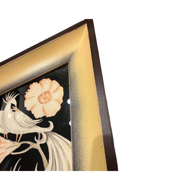 Vintage Art Metalcraft Studios Hollywood 1950s Attributed to Carlo Mid Century Modern Wall Art Atomic Kitsch Pair Paintings Birds Flowers For Sale - Image 10 of 12