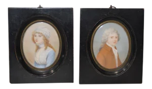 Pair of Mid 19th Century American Portrait Miniatures by Cosway