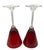 Glass Vintage Elegant Ruby Red Fluted Wine Goblets With Crystal Clear Stems - A Pair For Sale - Image 7 of 12