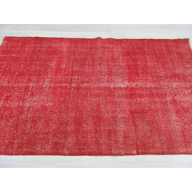 Vintage Turkish Hand-Knotted Red Area Rug - 4′2″ × 6′11″ For Sale - Image 4 of 6