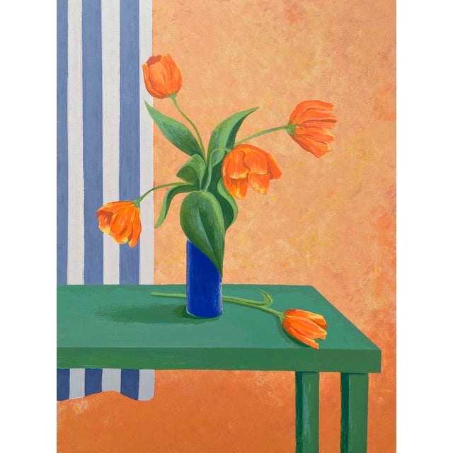 Salmon Carol Chapman Vintage 1994 Contemporary Limited Edition Framed Hand Signed Pop Art Silkscreen Print " Tulips for Nana " 1992 For Sale - Image 8 of 18