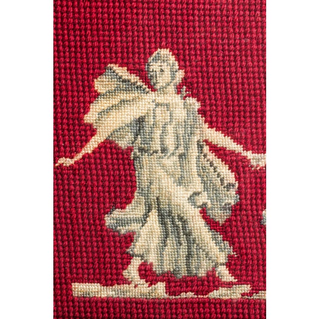 Unusual Antique Framed Needlepoint Neoclassical Dancers Grand Tour Style Wall Art Home Decor For Sale In New York - Image 6 of 11