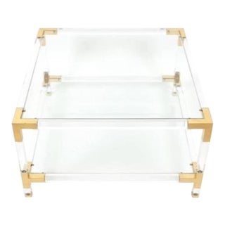 Mid Century Charles Hollis Jones Glass and Brass Coffee or Cocktail Table For Sale