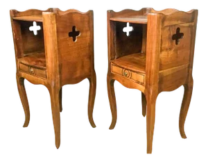 Louis XV French Cherry Nightstands, 1920s, Set of 2