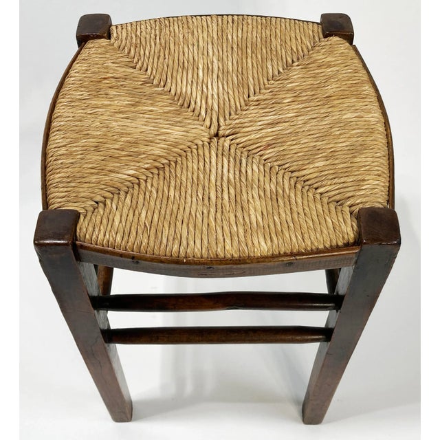 Antique English Wood Woven Rush Seat Stool For Sale In Kansas City - Image 6 of 9