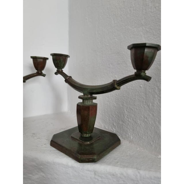 1920s Swedish Candelabras in Bronze by Sune Bäckström, 1920s, Set of 2 For Sale - Image 5 of 7