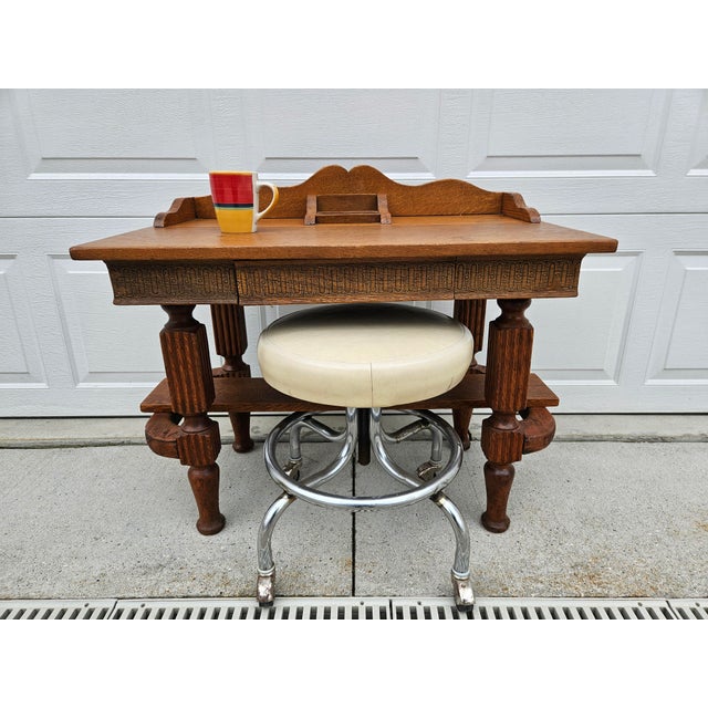 Antique Diminutive Oak Writing Desk For Sale - Image 15 of 16