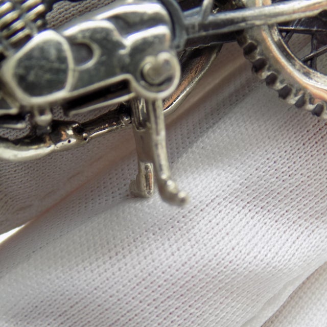 Metal Vintage Italian Silver Motorbike Figurine, 1980s For Sale - Image 7 of 13