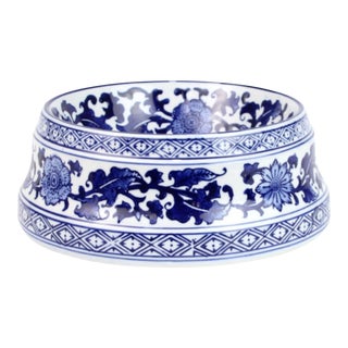 Blue & White Porcelain Pet Bowl, Small For Sale