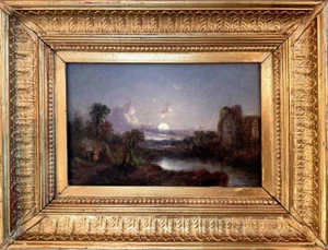19th Century Landscape Painting Oil on Cobber in the Style of Casper David Friedrich