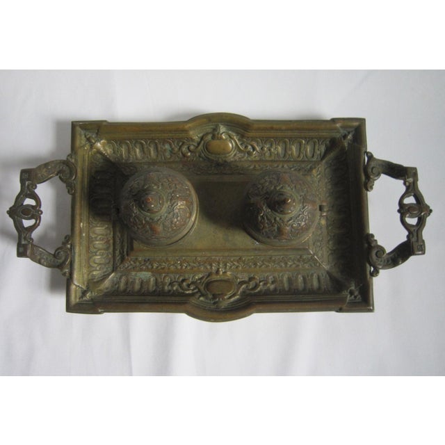 French Bronze French Inkwell With Inserts For Sale - Image 3 of 8
