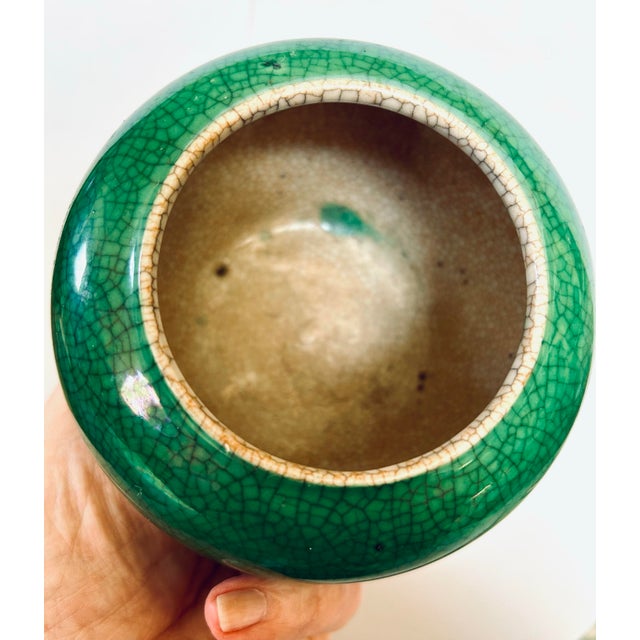 Green Asian Crackle Glaze Vase For Sale - Image 4 of 4