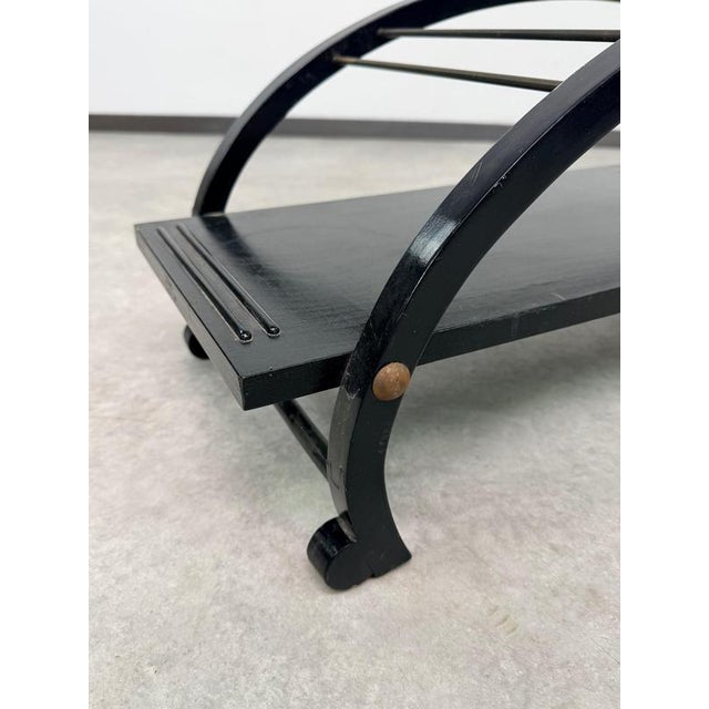 Wood Postmodern Arched Centerpiece Shelf in Black Wood, 1940s For Sale - Image 7 of 9