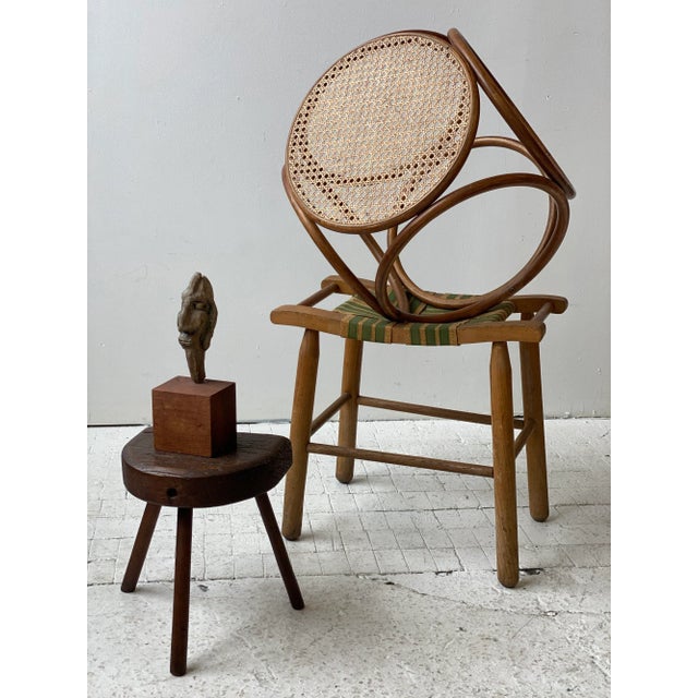 Mid-Century Modern Vintage Glazed Stoneware Head Mounted on Teak Base, Circa 1950s For Sale - Image 3 of 13