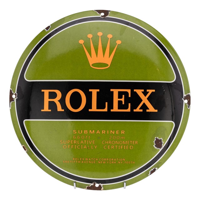 Rolex Submariner Advertising Sign in Enamel, 20th Century For Sale