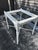 Elegant vintage square side table color white with glass top made by Thomasville Allegro style faux bamboo with fretwork...