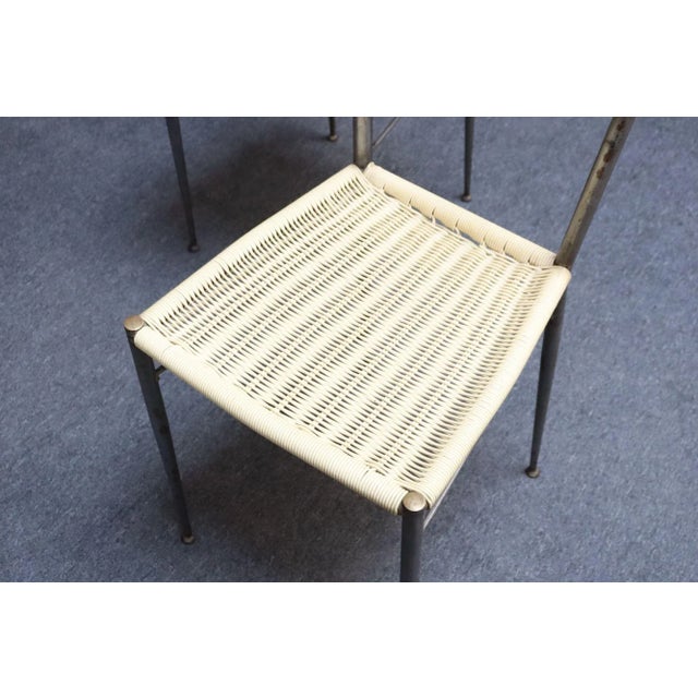 Set of Six Italian Modernist Steel and Brass Dining Chairs After Gio Ponti For Sale - Image 11 of 18