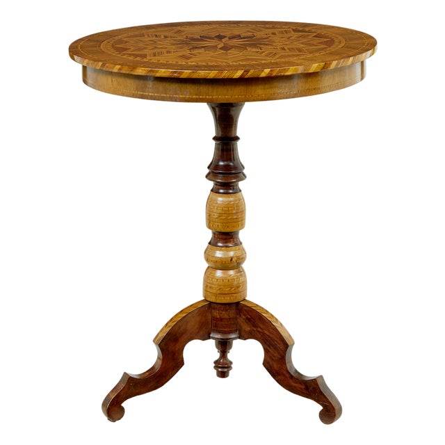 Italian Inlaid Walnut Sorrento Table, 1880s For Sale