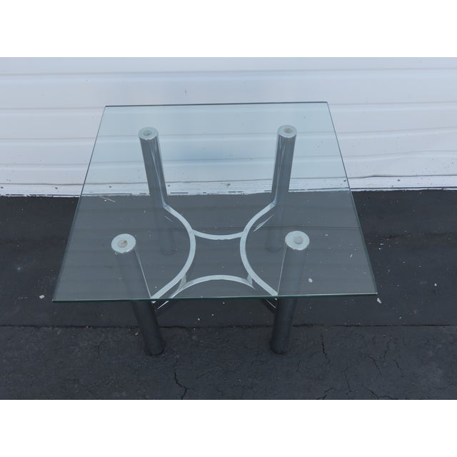 Hollywood Regency Hollywood Regency Mid Century Chrome Glass Top Side End Table 6418 For Sale - Image 3 of 11