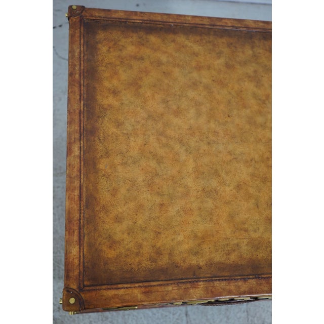 Animal Skin Maitland Smith Leather Luggage Chest Chiffonier For Sale - Image 7 of 12