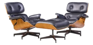Charles and Ray Eames for Herman Miller Mid Century Eames Walnut Lounge Chairs - Pair With Ottoman