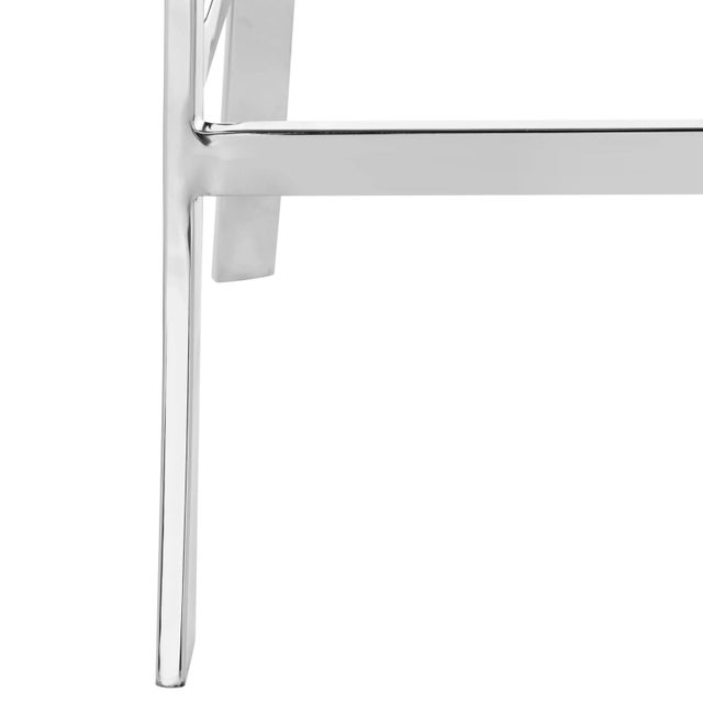 White 39''H Stainless Steel Cross Back Barstool in White & Chrome For Sale - Image 8 of 11