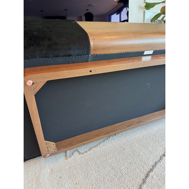 Custom Holly Hunt “Oasis” Cocktail Ottoman in Walnut & Black Hair on Hide Leather For Sale - Image 11 of 11
