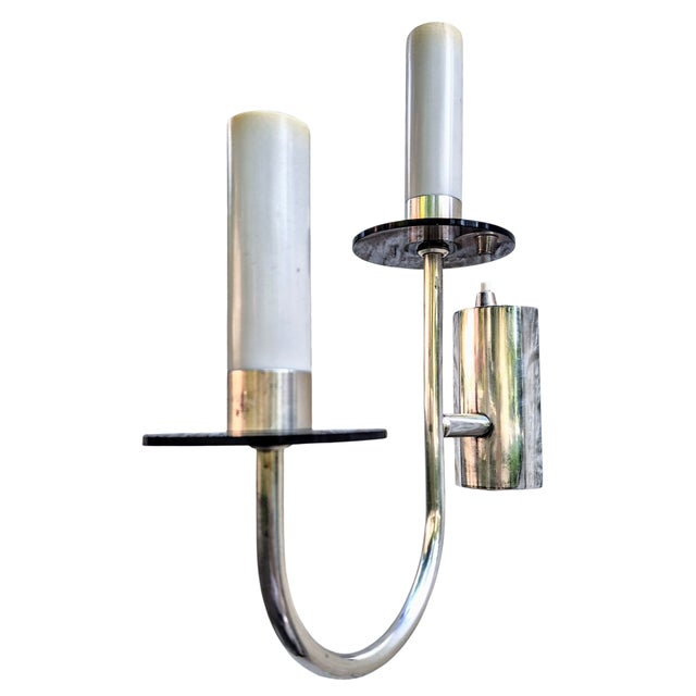 Vintage Art Deco Silver-Plated Sconces, 1970s, Set of 2 For Sale - Image 4 of 5
