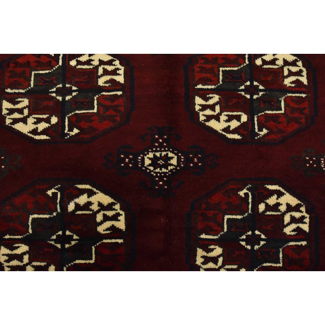 Turkmen Rug 7'7'' X 12'5'' Red Wool Vintage Hand-Knotted Oriental Carpet For Sale - Image 11 of 15
