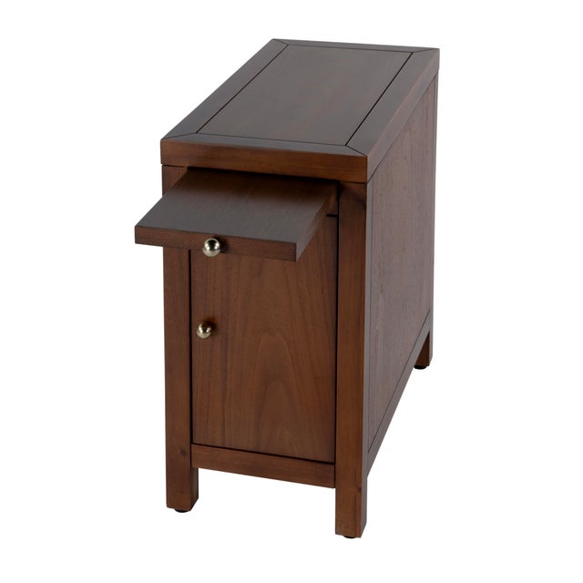 2020s Nora 12 in. W Rectangular Wood 1 Door Narrow End Table with Pull-Out Tray, Walnut For Sale - Image 5 of 11