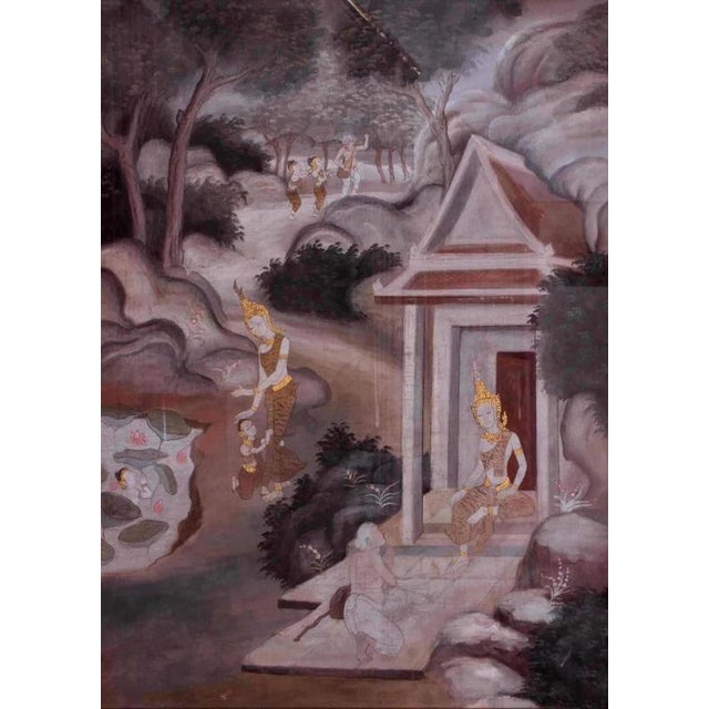 Mythological Scene in Gouache on Silk, 1800s For Sale - Image 6 of 6