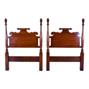 Pair of American Black Cherry Pineapple Twin Bed Headboards