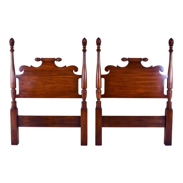 Pair of American Black Cherry Twin Bed Headboards, Henkel-Harris For Sale