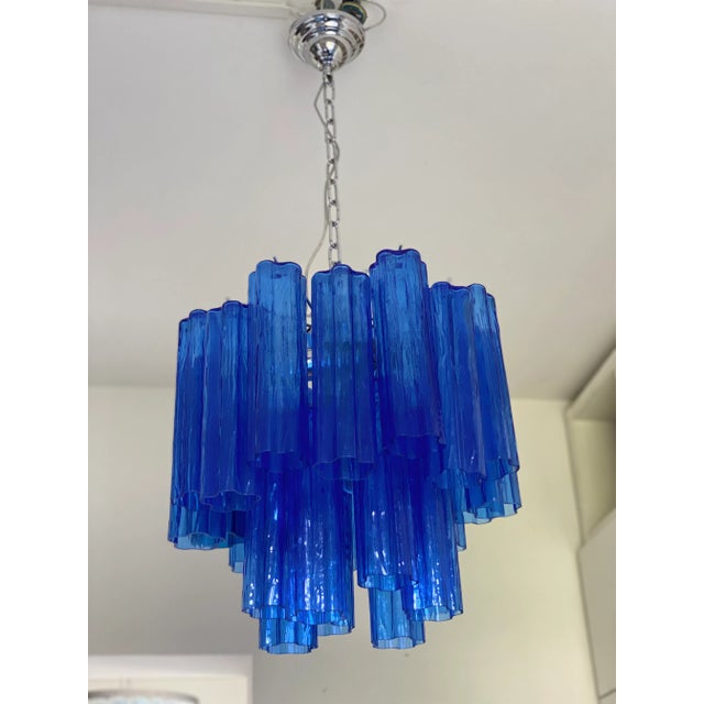 Contemporary Blue "Tronchi" Murano Glass Sputnik Chandelier For Sale - Image 11 of 12