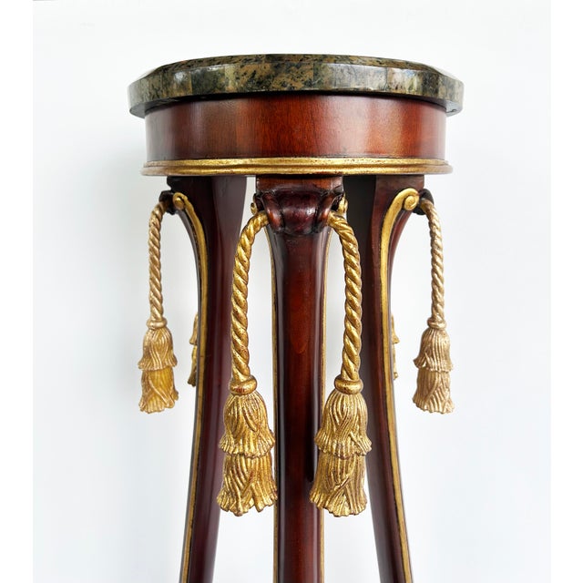 Mahogany Giltwood Pedestals With Carved Tassels & Tesselated Stone Tops, a Pair For Sale - Image 11 of 11