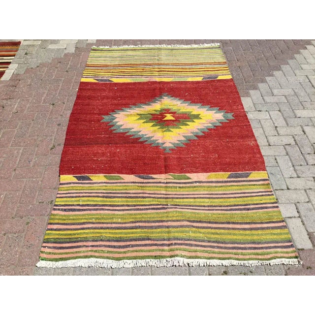 Vintage Turkish Kilim Rug - 57" X 94" For Sale - Image 13 of 13