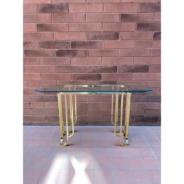 Mid-Century Modern Vintage Art Deco 1980s Brass Console Table For Sale - Image 3 of 6