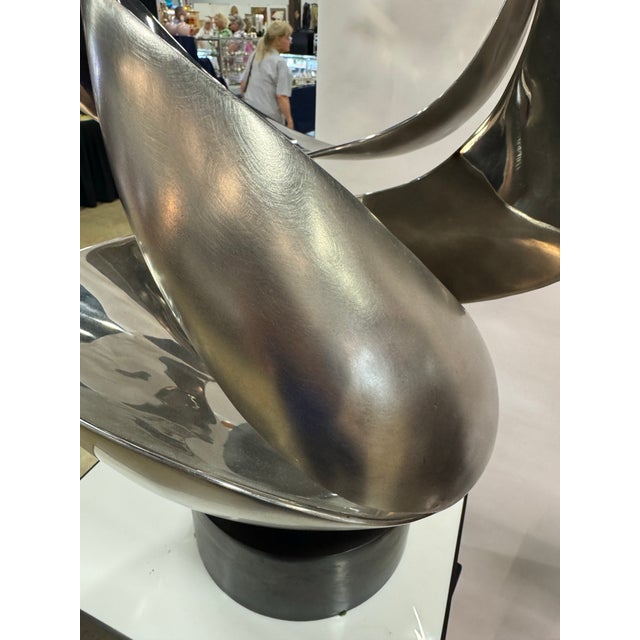 Chrome Late 20th Century Large 26” Modern Abstract Polished Steel Sculpture For Sale - Image 8 of 8