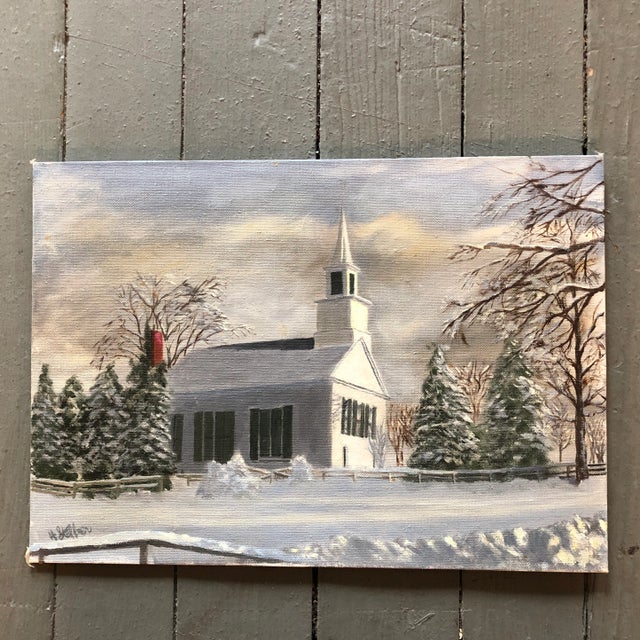 Vintage Original Impressionist Painting Church in Snow Signed 1960’s For Sale In Philadelphia - Image 6 of 6