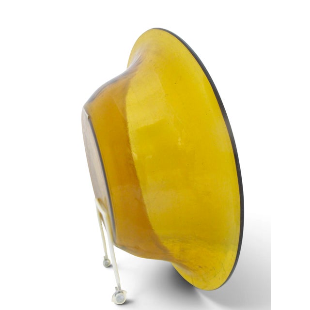 Early 20th Century Chinese Amber Yellow Clear Peking Glass Large Rimmed Bowl For Sale - Image 5 of 8