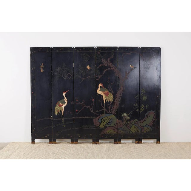 Chinese Export Six-Panel Silver Leaf Coromandel Screen For Sale - Image 12 of 13