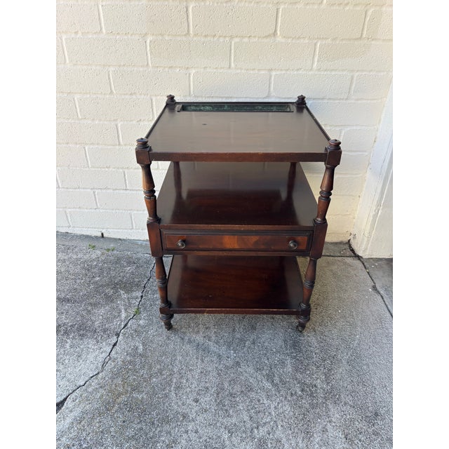 Traditional Antique Mahogany Three-Tier Serving Trolley / Whatnot / Étagère For Sale - Image 3 of 8