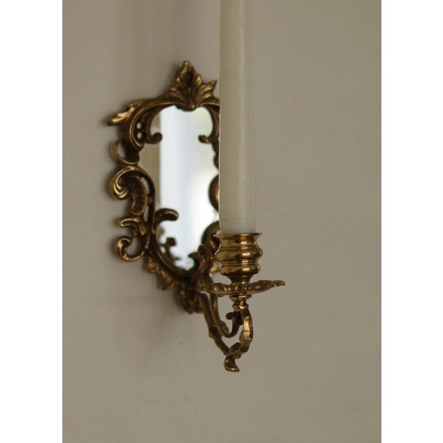 Metal Mid-Century Modern Swedish Brass Sconces with Mirrors, Set of 2 For Sale - Image 7 of 16