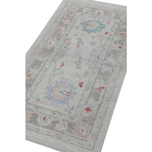Beige Multicolor Handwoven Turkish Oushak Rug 2'9" X 5' For Sale In Houston - Image 6 of 8