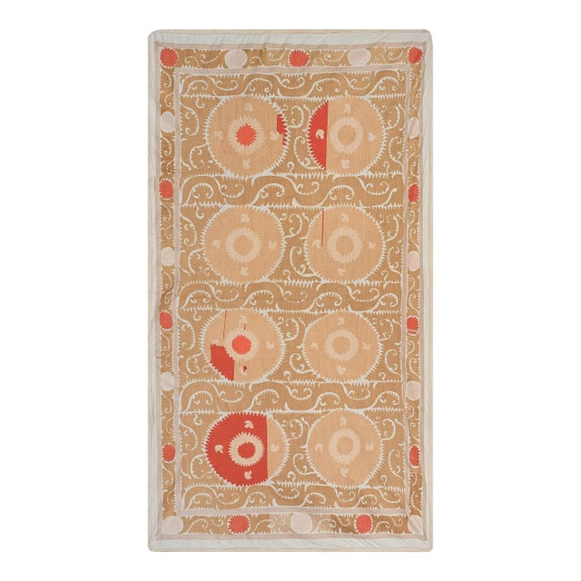 1960s Suzani Wall Hanging Decor With Pastel Colors For Sale