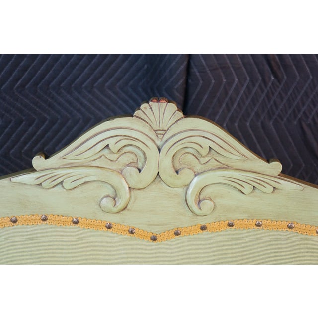 Antique Victorian French Country Louis XV Style Green Painted Settee Bench For Sale - Image 12 of 18