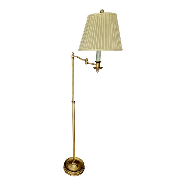 Vintage Ralph Lauren 'Sargent' Brass Swing Arm Floor Lamp For Sale