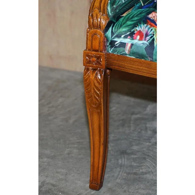 Green Vintage Italian Carved Walnut Armchair with Birds of Paradise Upholstery For Sale - Image 8 of 17